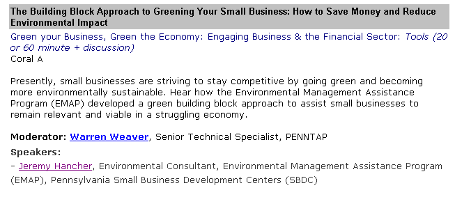 jeremy hancher greening your business session description