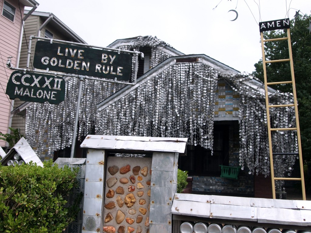 Beer-can-house-houston-texas beer can house made of recycled cans in houston, texas